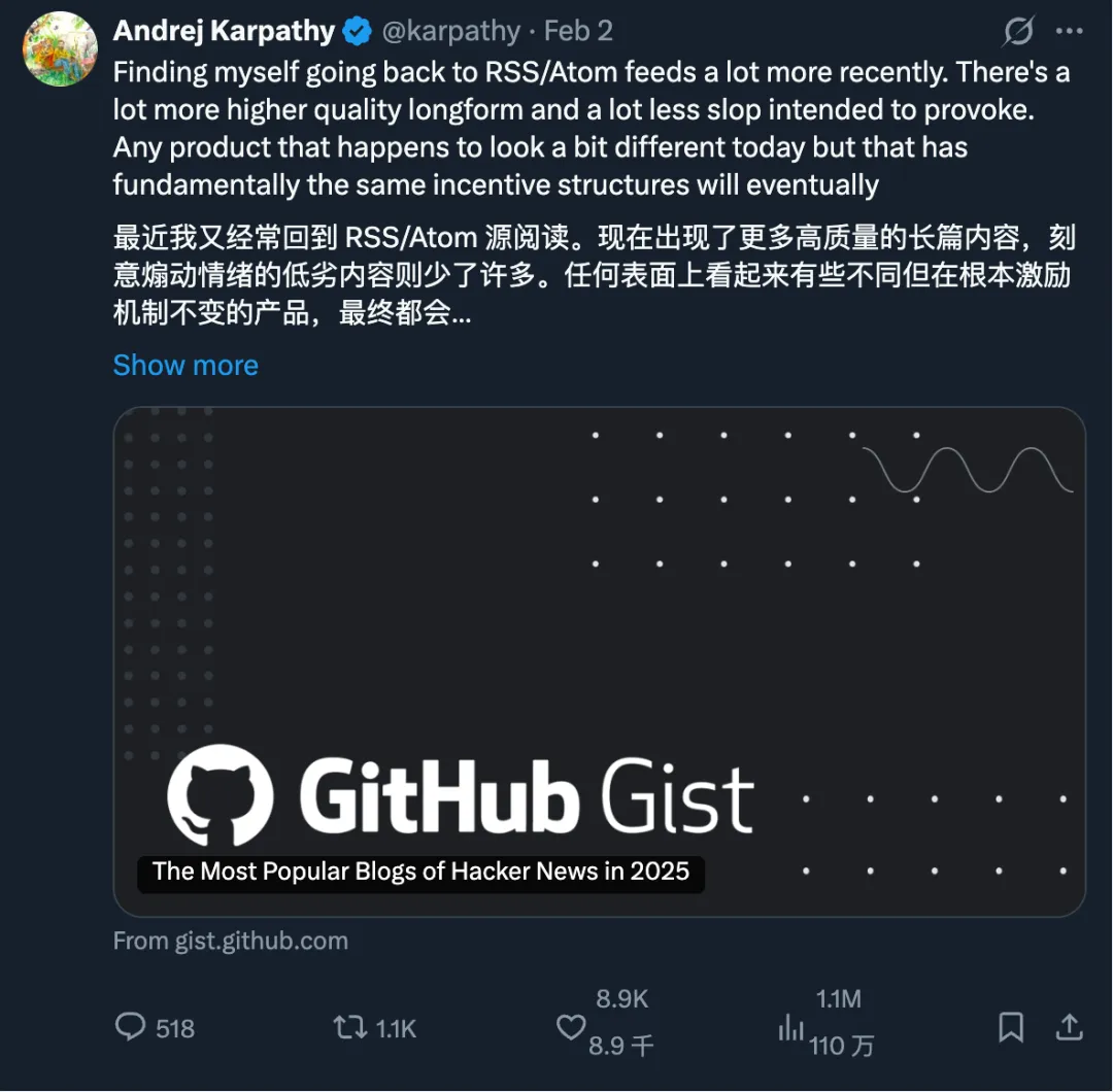 Karpathy RSS